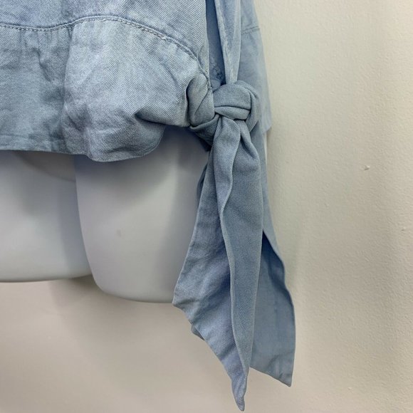 1250C Tank Top Size L Side Tie V Neck Blue - Picture 4 of 8